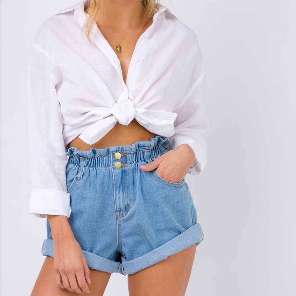 Denim Paper Bag Shorts